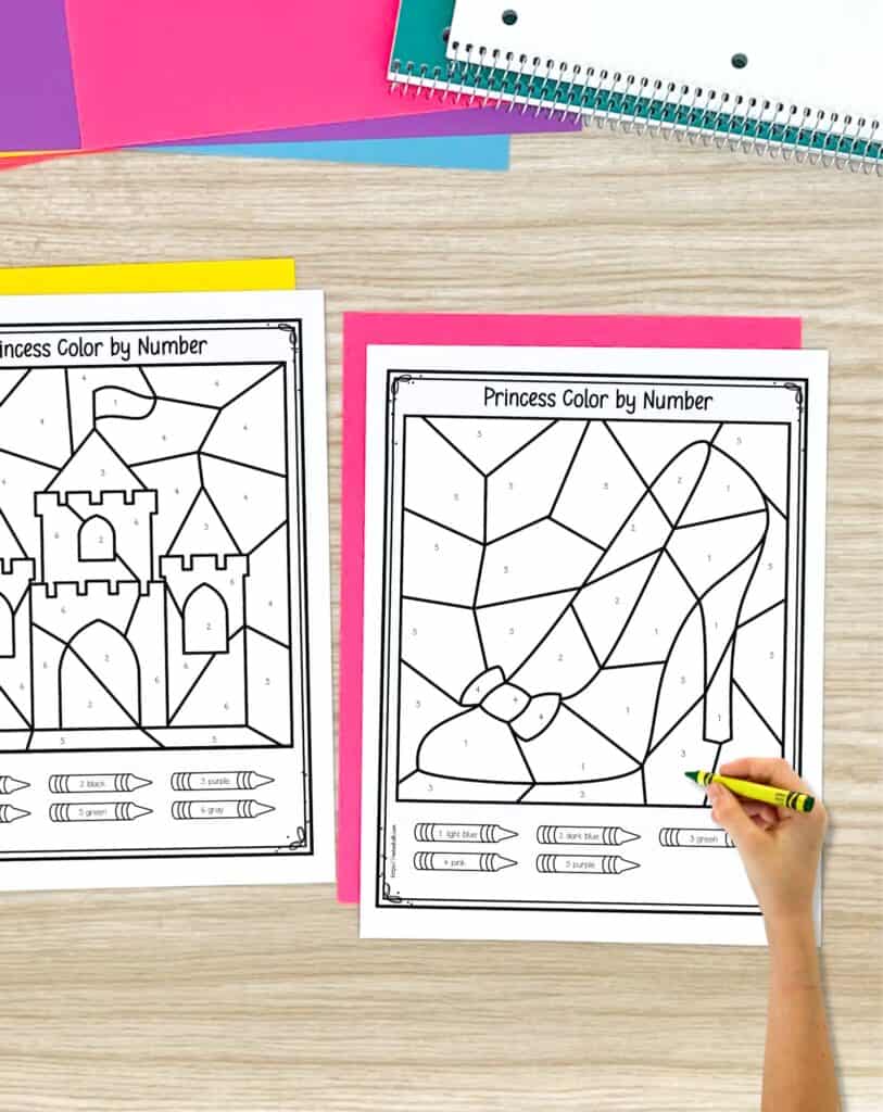 Free Printable Color by Number Princess Worksheets - The Artisan Life