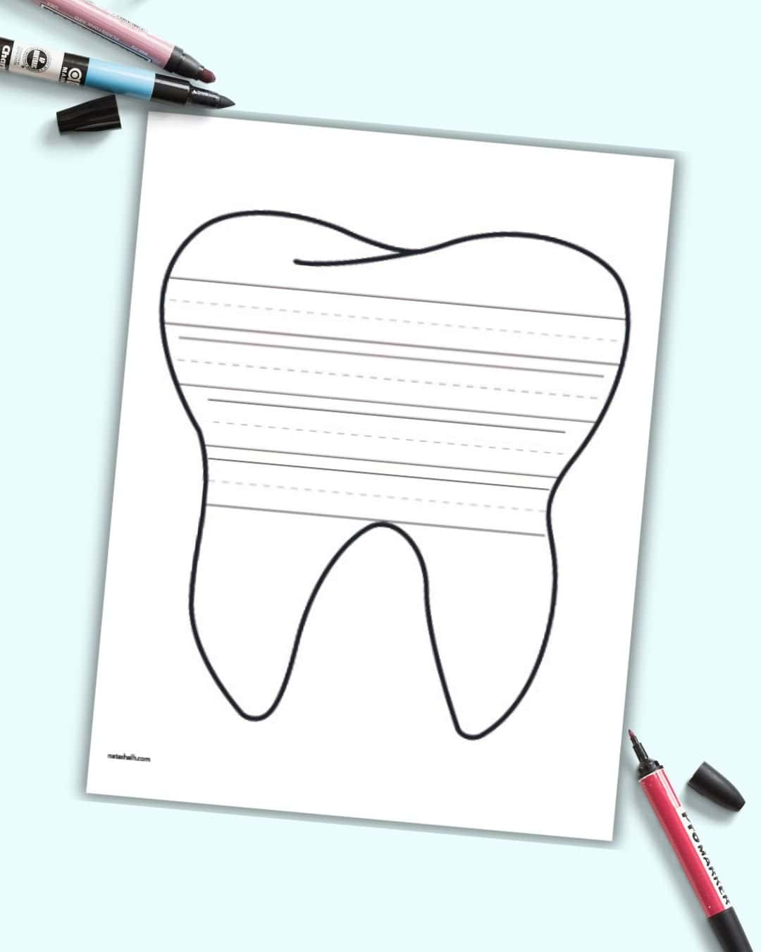 Tooth writing paper with guides