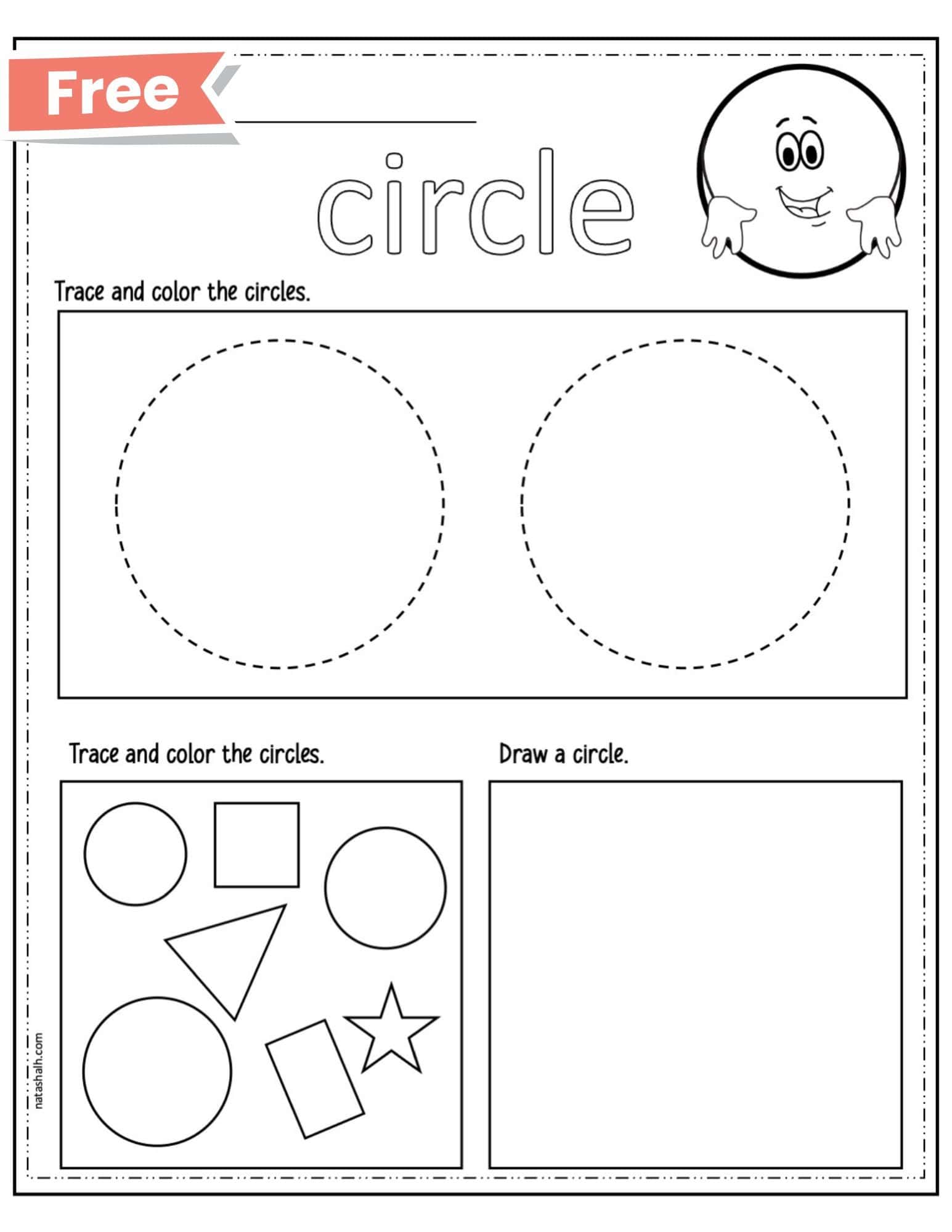 A free printable circle themed worksheet for children