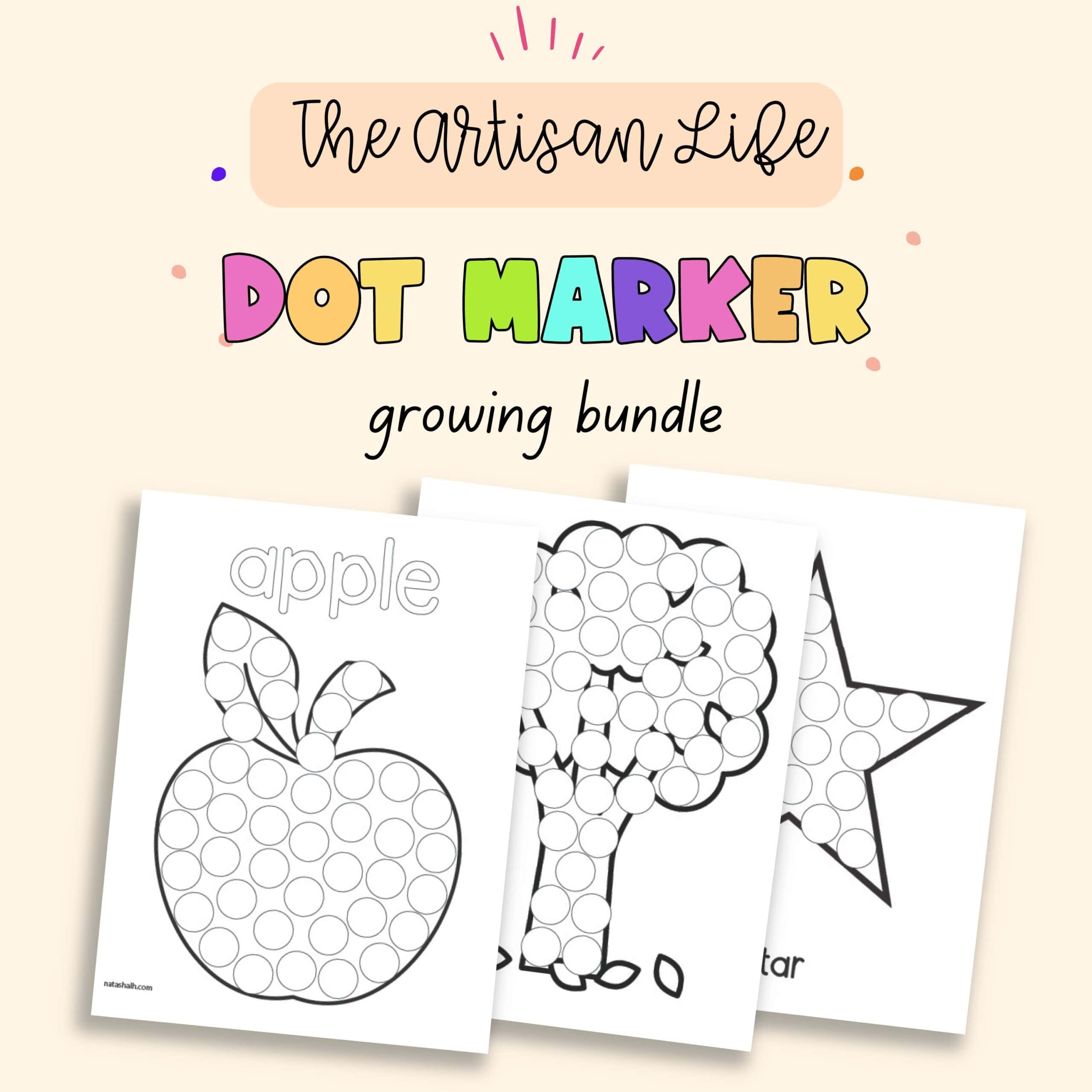 Text "the Artisan Life dot marker growing bundle"