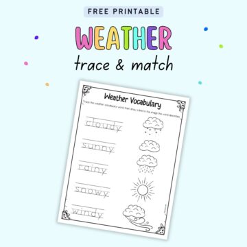 Free Printable Weather Word Tracing Worksheet The Artisan Life