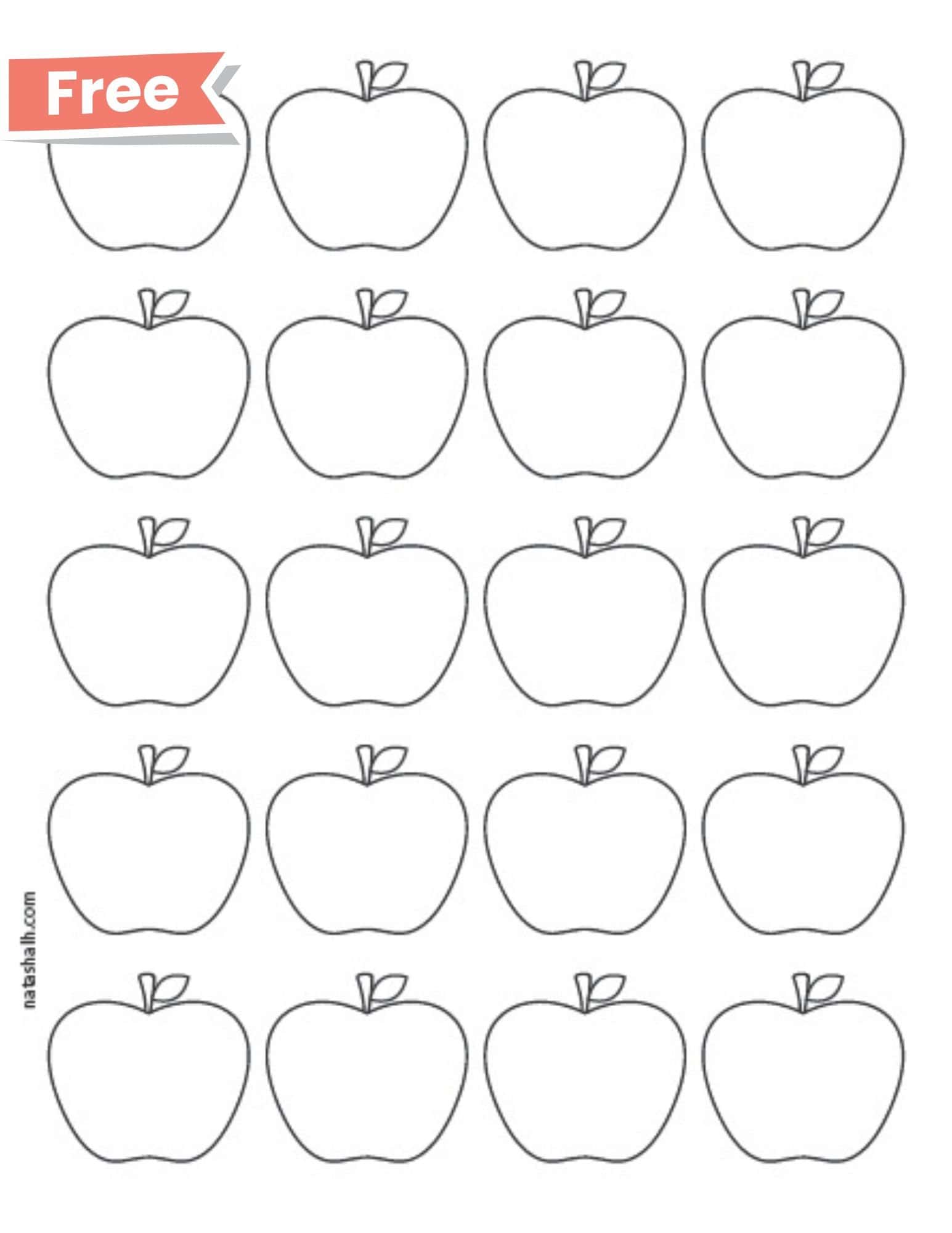 A preview of a page with 20 small apple templates