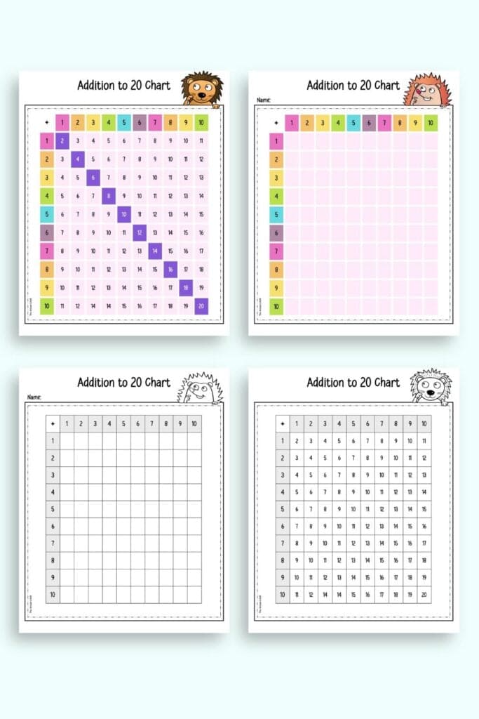 Addition Chart Printable 1-20 - The Artisan Life