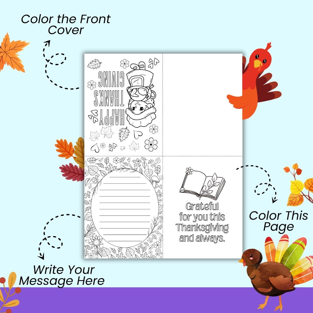 An infographic showing hot o fold and sue a printable Thanksgiving gratitude card craft