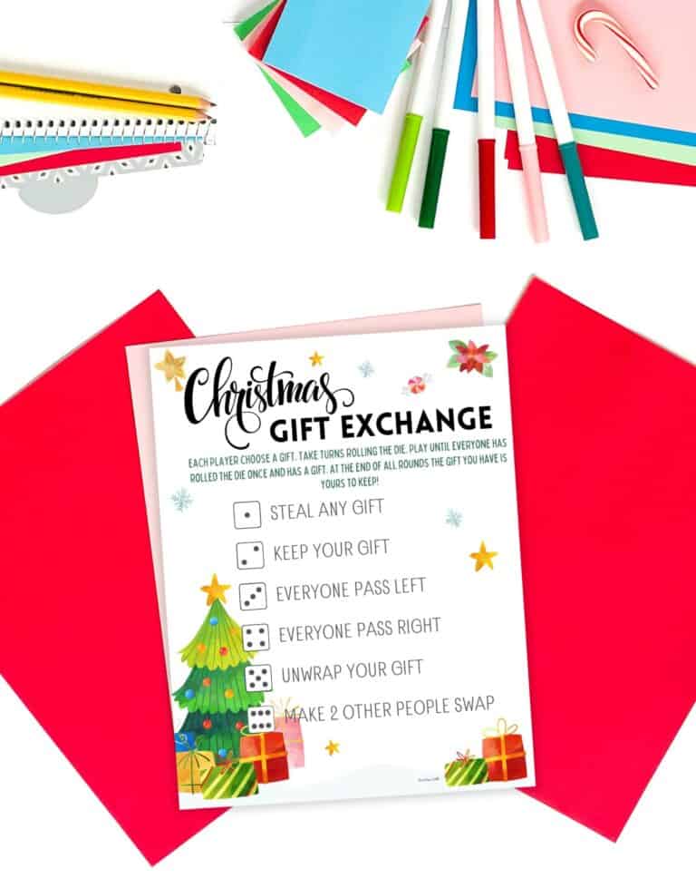 Free Printable Christmas Gift Exchange Game - The Artisan Life
