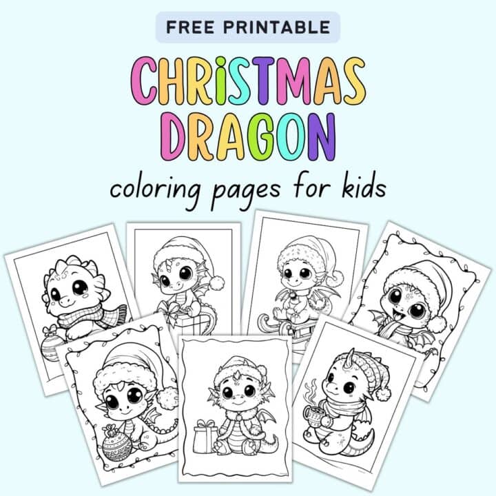 Free Printable Cute Christmas Dragon Coloring Pages - The Artisan Life
