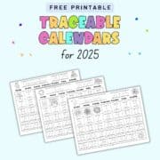 Free Printable Traceable Calendars for Kids - The Artisan Life