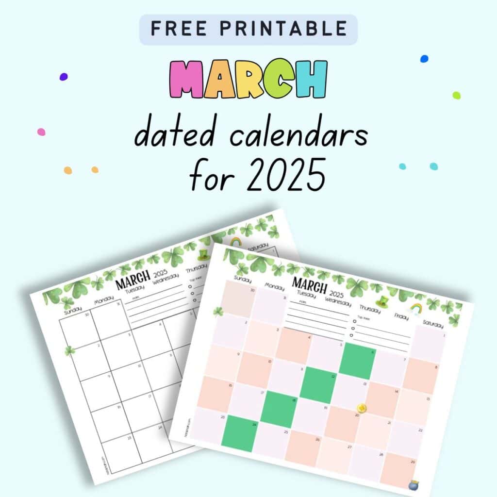 Free Printable March Calendar for 2025 - The Artisan Life