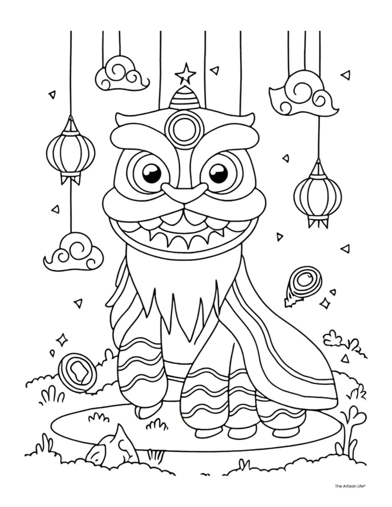 a coloring page of  Chinese dragon