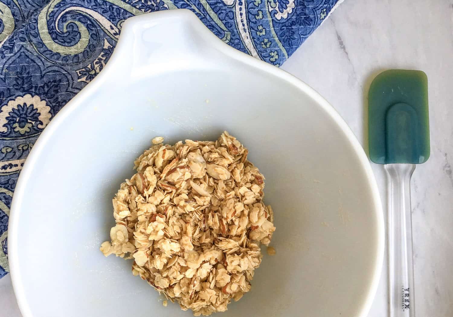 mixed apple crisp topping in a bowl