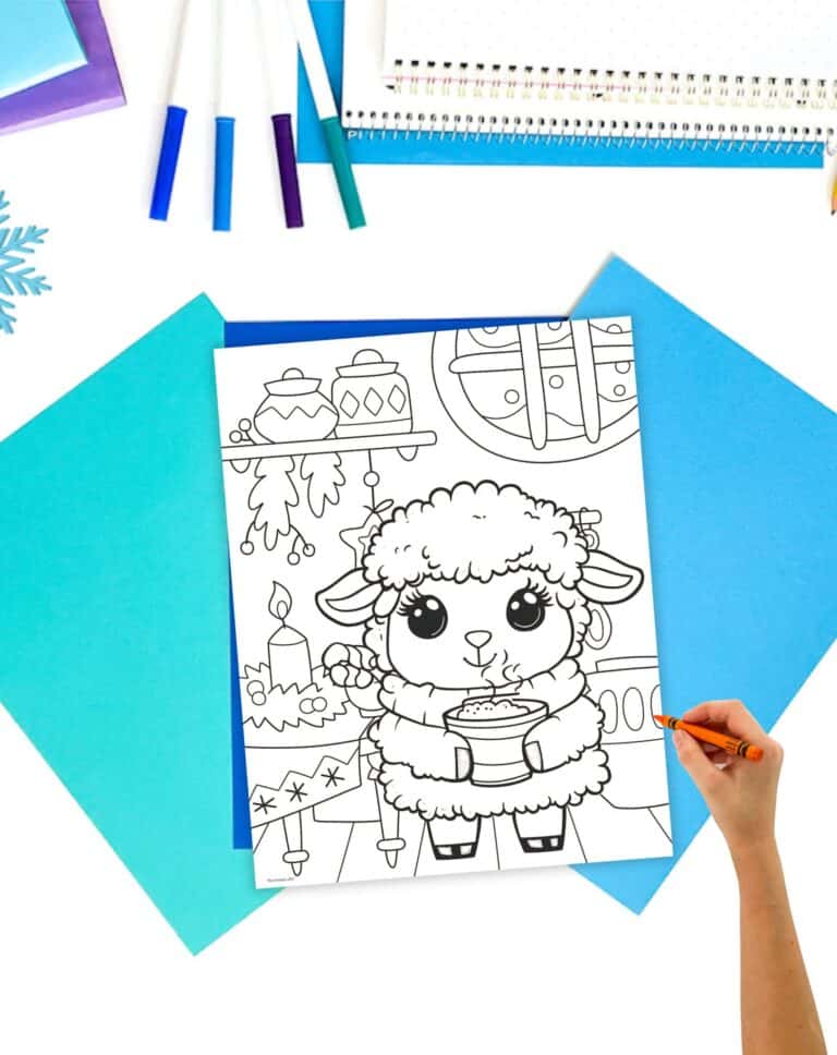Free Printable Winter Lamb Coloring Pages - The Artisan Life