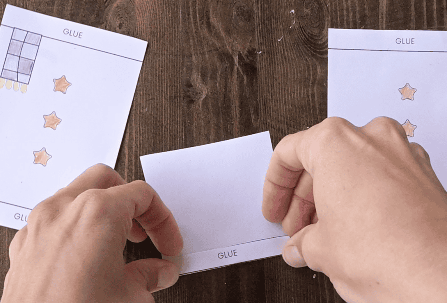 folding tabs for gluing up a snowman craft printable