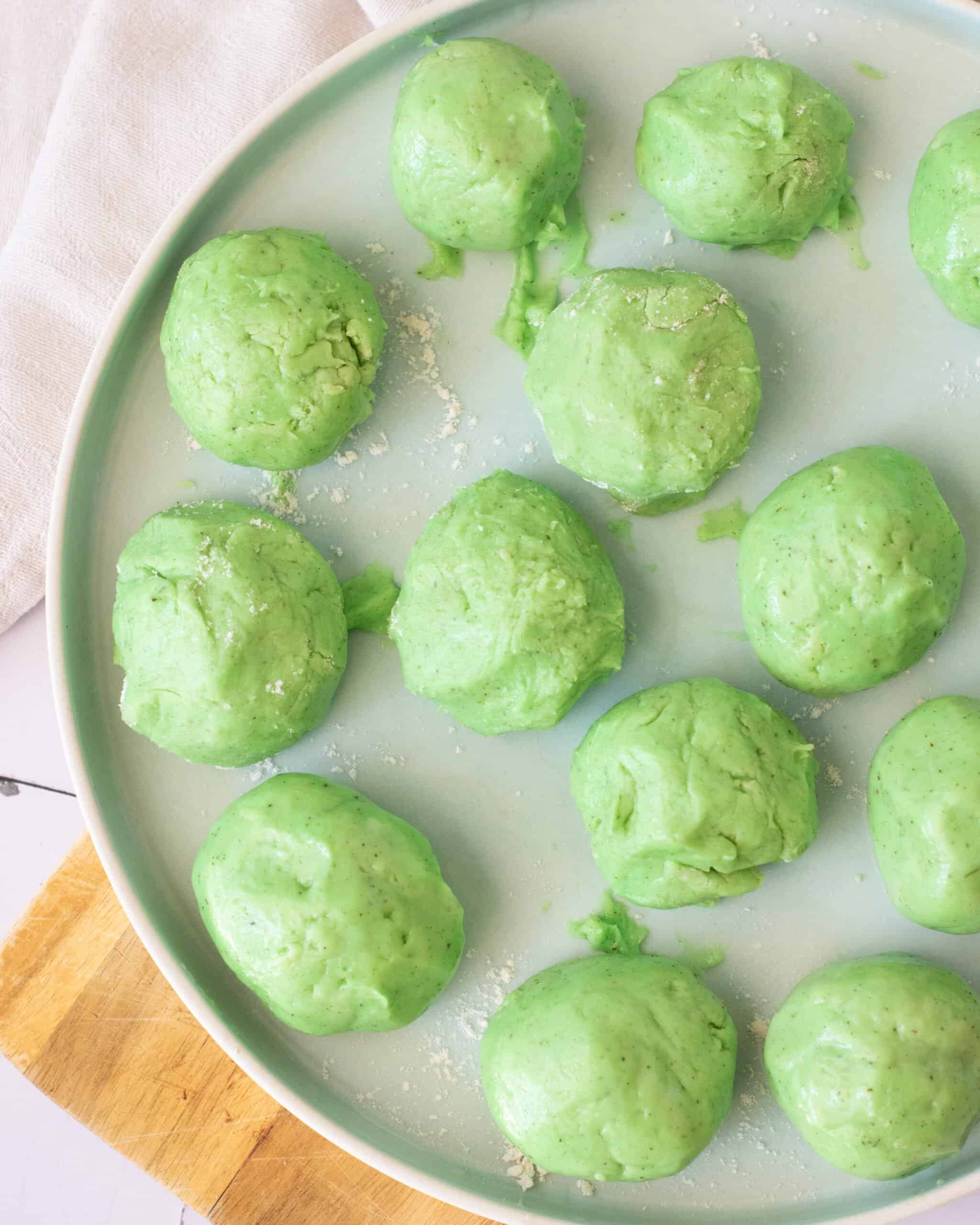 green ball of no bake gluten free truffle filling