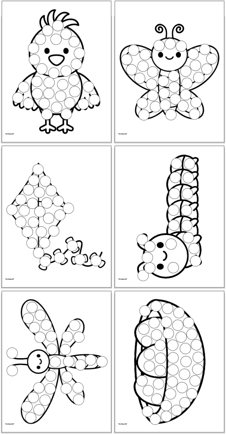 Tip Spring Painting Sheets.pdf Free Printable Spring Dot Painting Pages - The Artisan Life