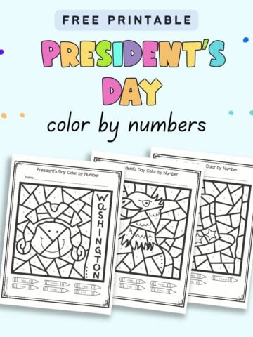 text "free printable President's Day color by numbers"