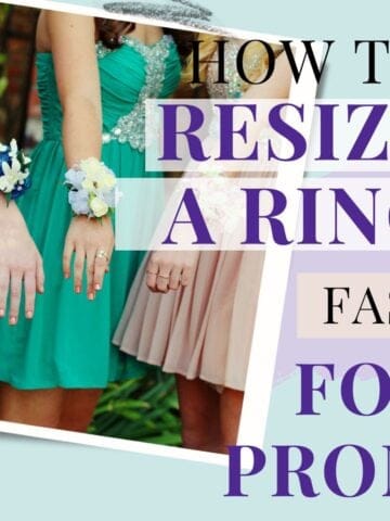 text "how to resize your ring so it fits for prom" with a picture of three girls dressed for prom