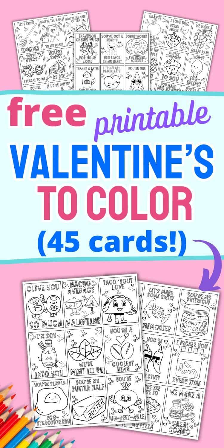 A collection of printable Valentine cards featuring humorous food-related phrases and illustrations, designed for kids to color and share as part of Valentine's Day activities.
