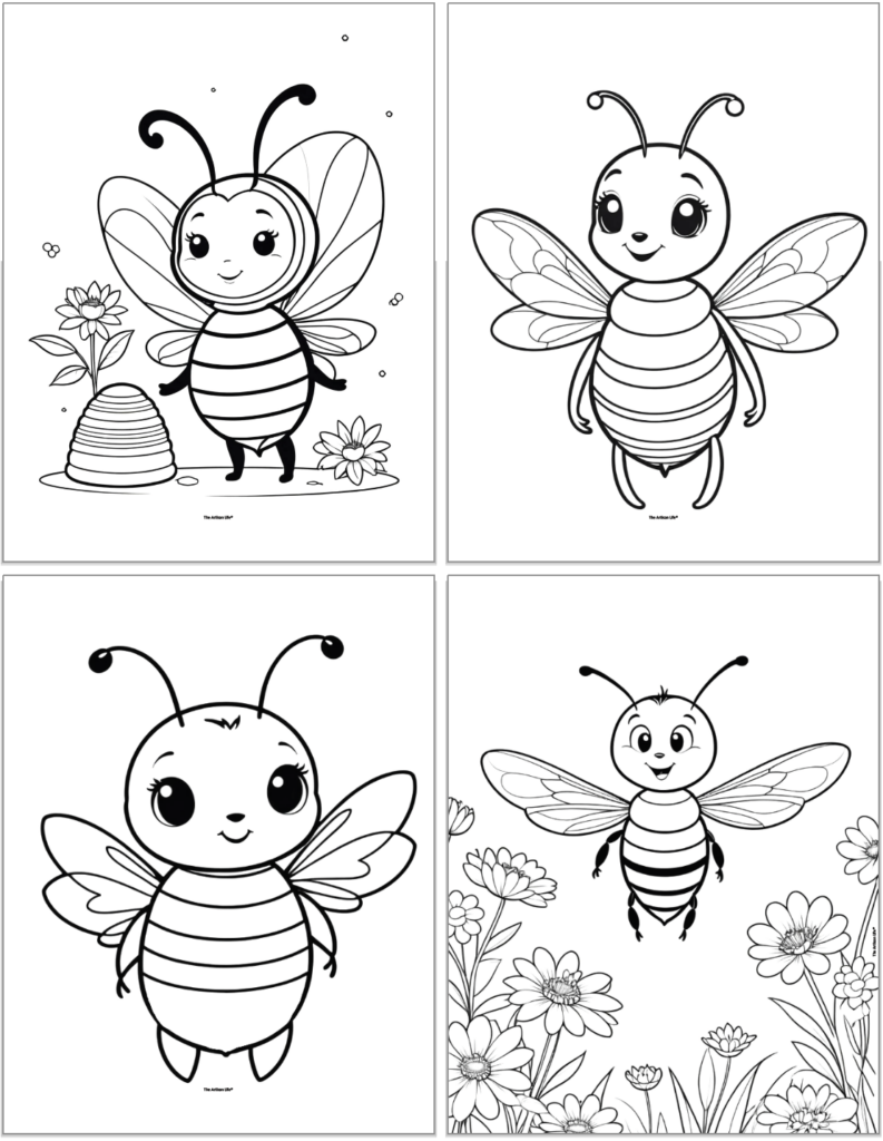 Free Printable Bee Coloring Pages for Kids - The Artisan Life