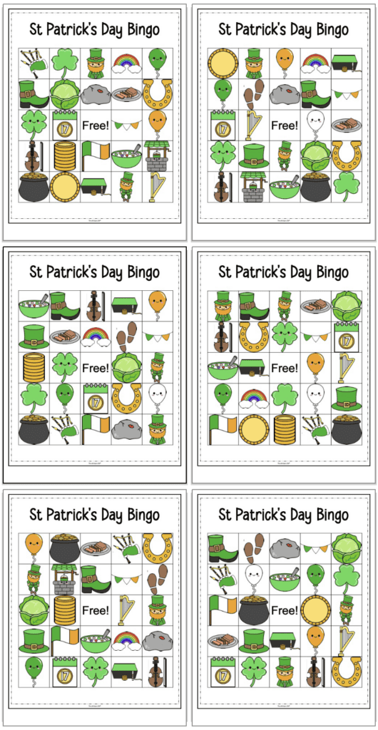 Free Printable St Patrick 39 s Day - St Patricks Day Picture Bingo 530x1024