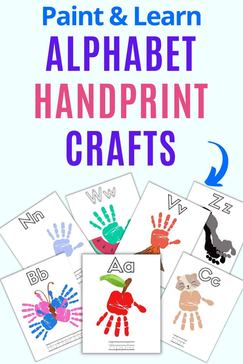 text "alphabet handprint crafts"
