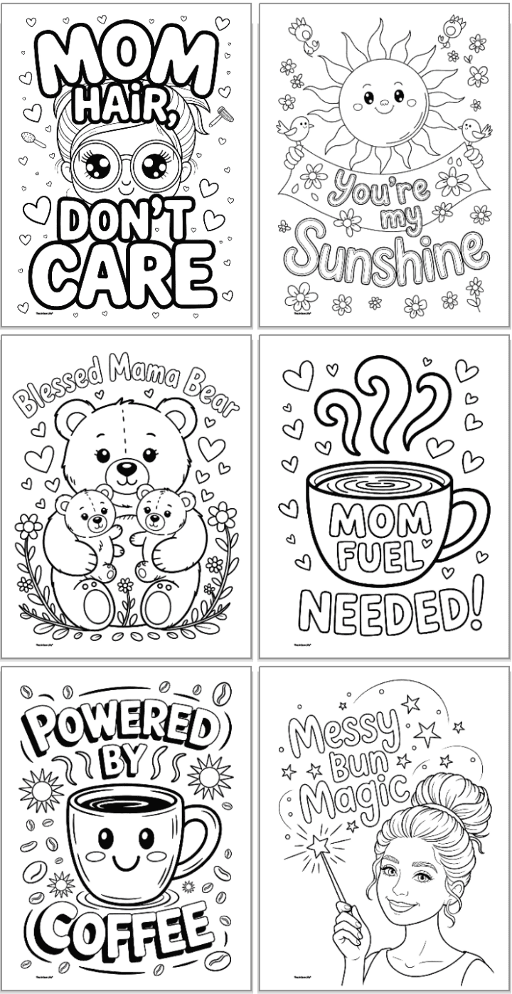Free Printable Mom Life Coloring Pages for Mother's Day - The Artisan Life