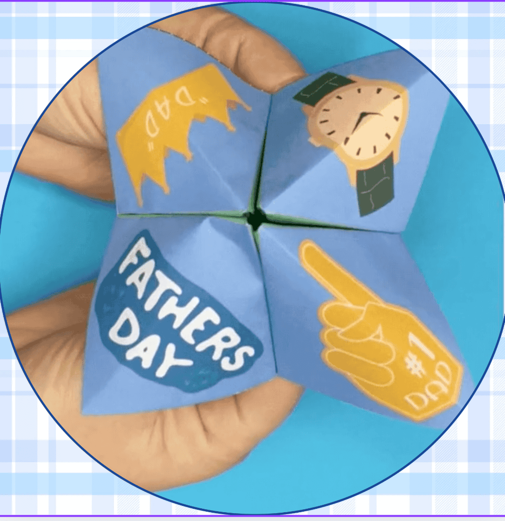 a cut out and folded Father's Day dad joke cootie catcher