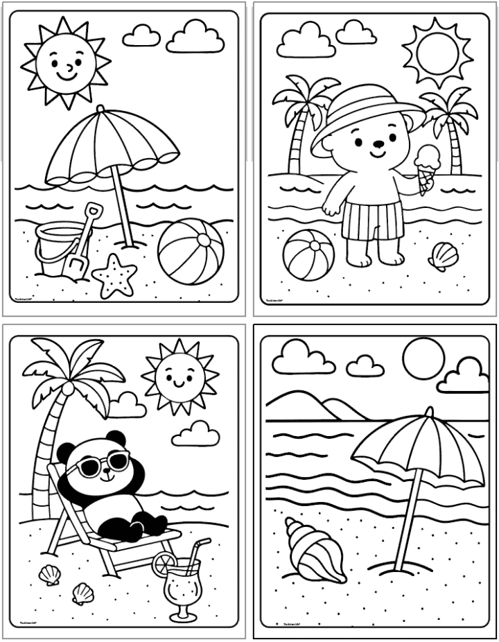 Free Printable Bold and Easy Beach Coloring Pages - The Artisan Life