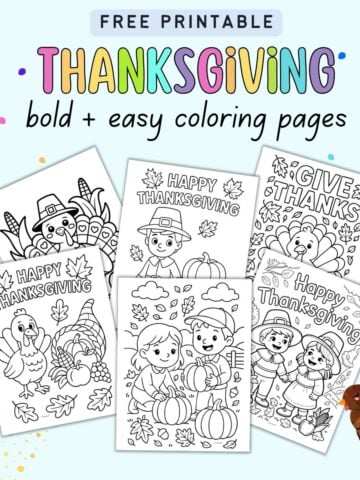 A collection of printable Thanksgiving coloring pages featuring turkeys, pumpkins, and festive characters, designed for kids' Thanksgiving coloring activities.