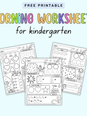A collection of three printable worksheets designed for kindergarten morning work, featuring activities such as tracing, counting, and basic addition, ideal for morning math and homeschooling.