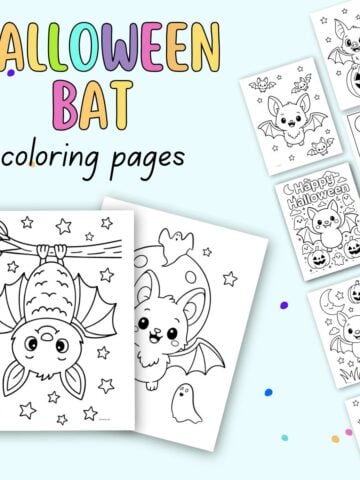 A collection of bat coloring pages featuring cute bat illustrations and Halloween-themed designs, including free printable options for coloring activities.