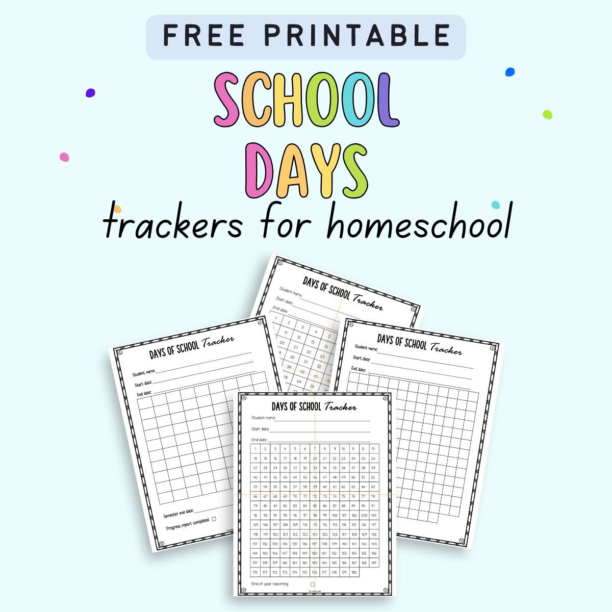 four free printable homeschool attendance trackers