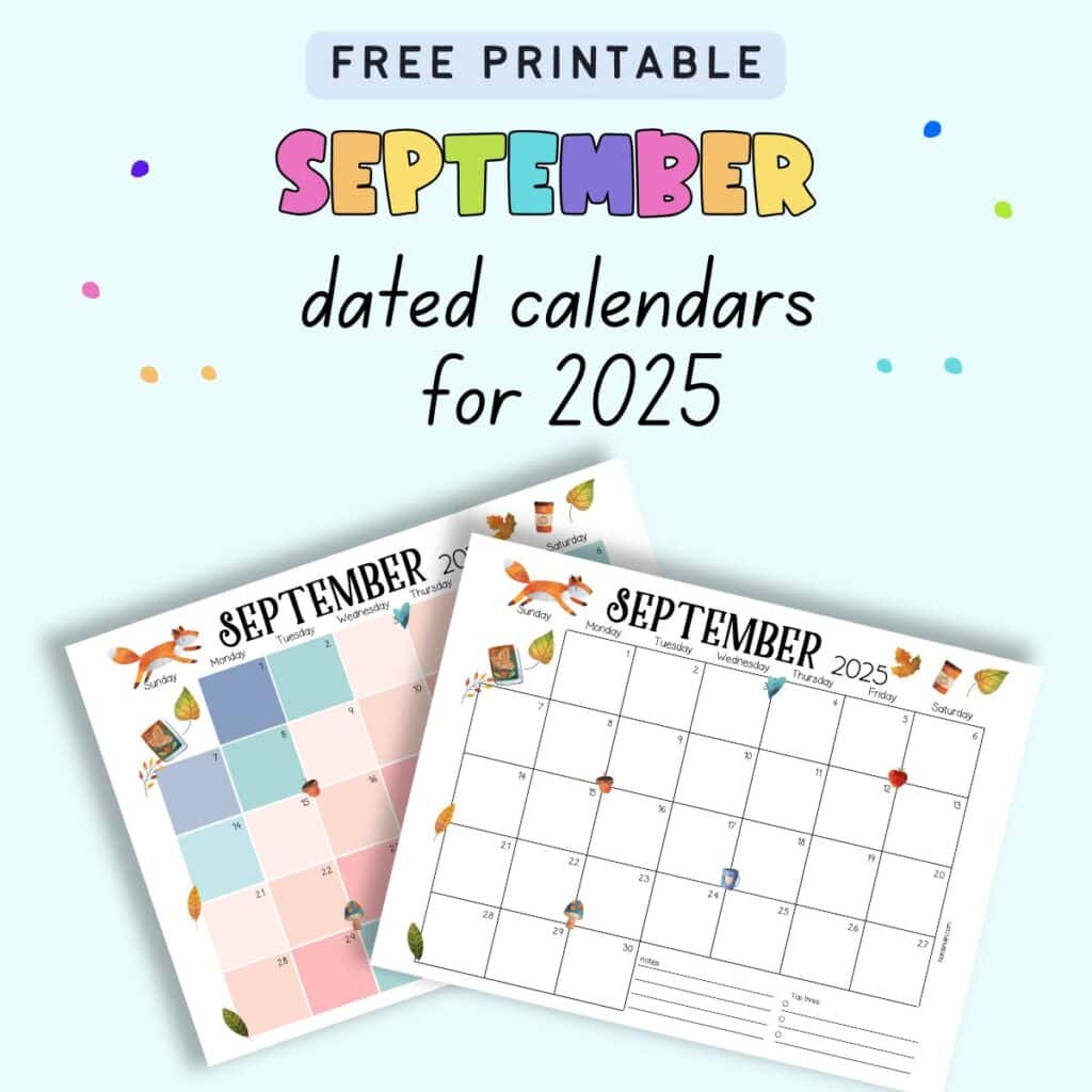 Free Printable September Calendar for 2025 - The Artisan Life