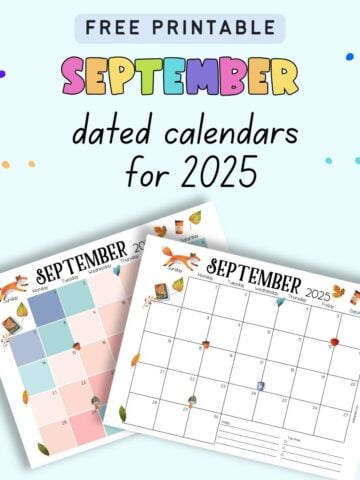 text 'free printable September dated calendars for 2025"