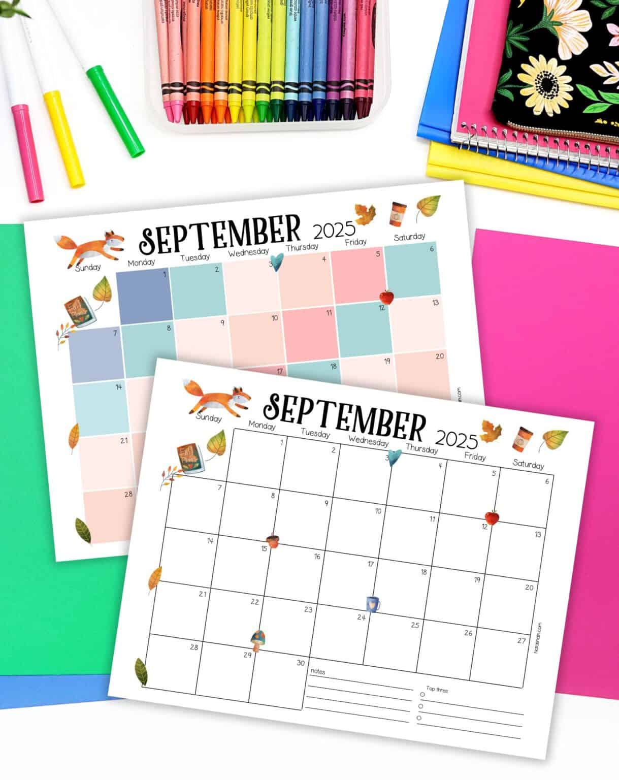 two September 2025 calendar pages