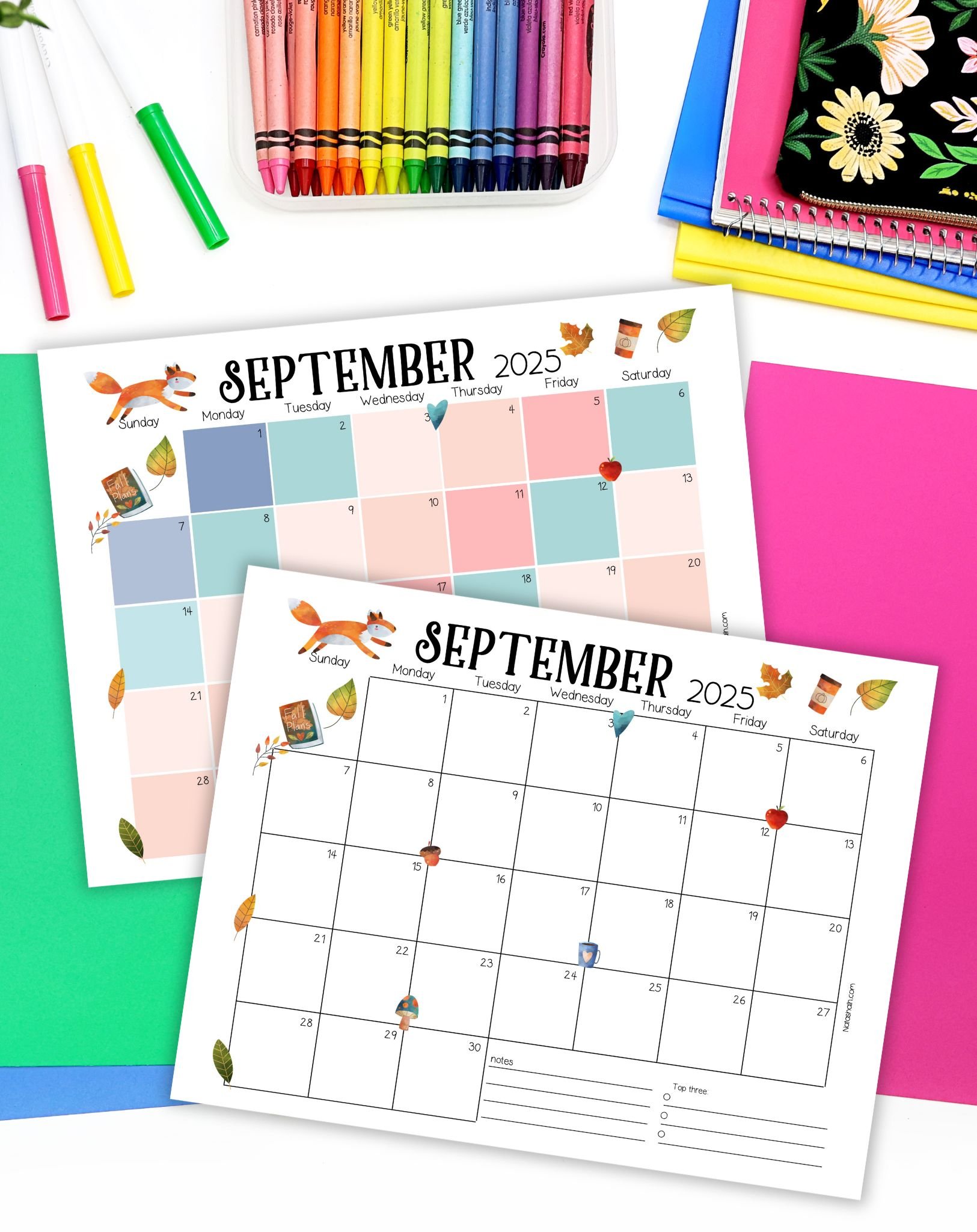 two September 2025 calendar pages