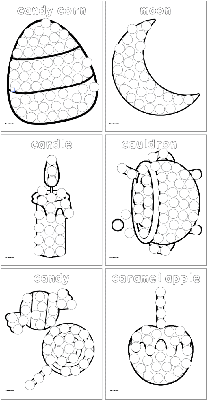 Free Printable Halloween Dot Marker Pages with Vocabulary - The Artisan ...