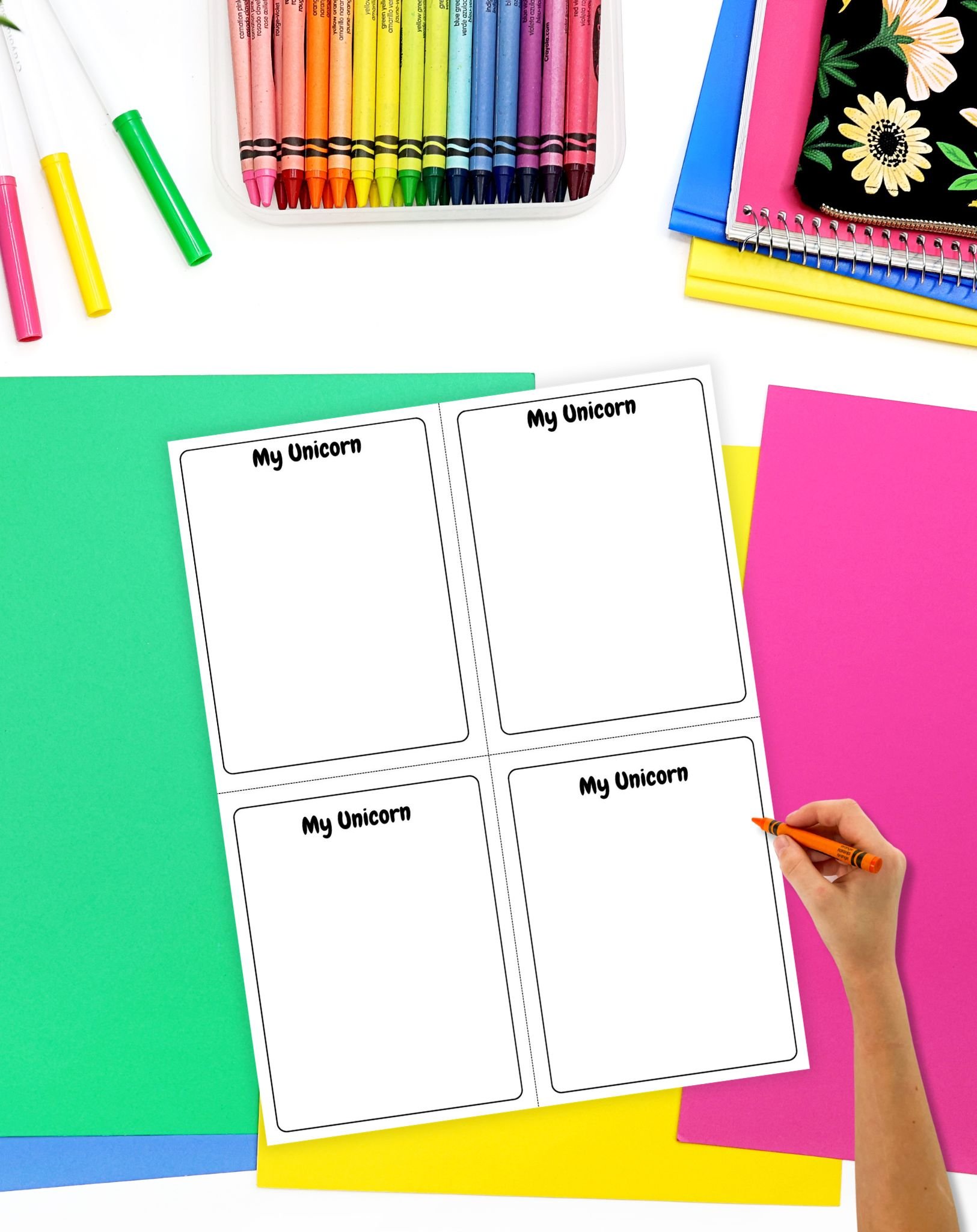 a page for drawing unicorns created as part of a roll and draw a unicorn game