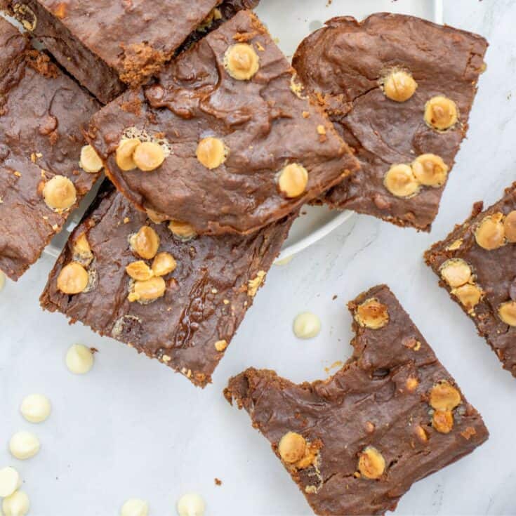 sweet potato brownies with white chocolate chips