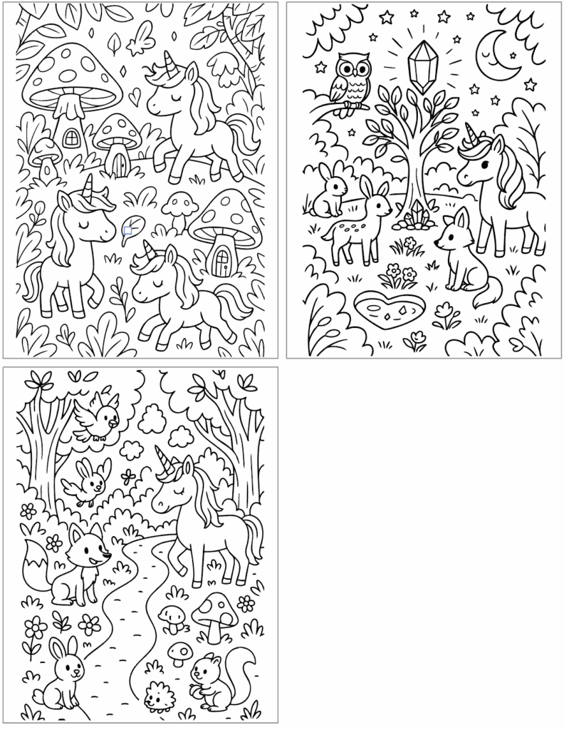 Free Printable Enchanted Unicorn Coloring Pages - The Artisan Life