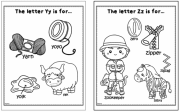 Free Printable Alphabet Coloring Pages With Vocabulary - The Artisan Life