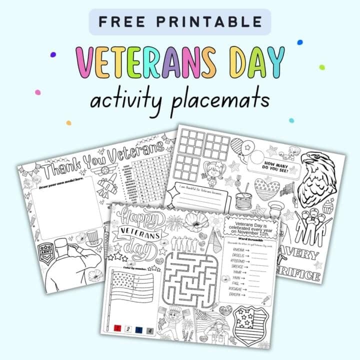 Free Printable Veterans Day Activity Placemats The Artisan Life