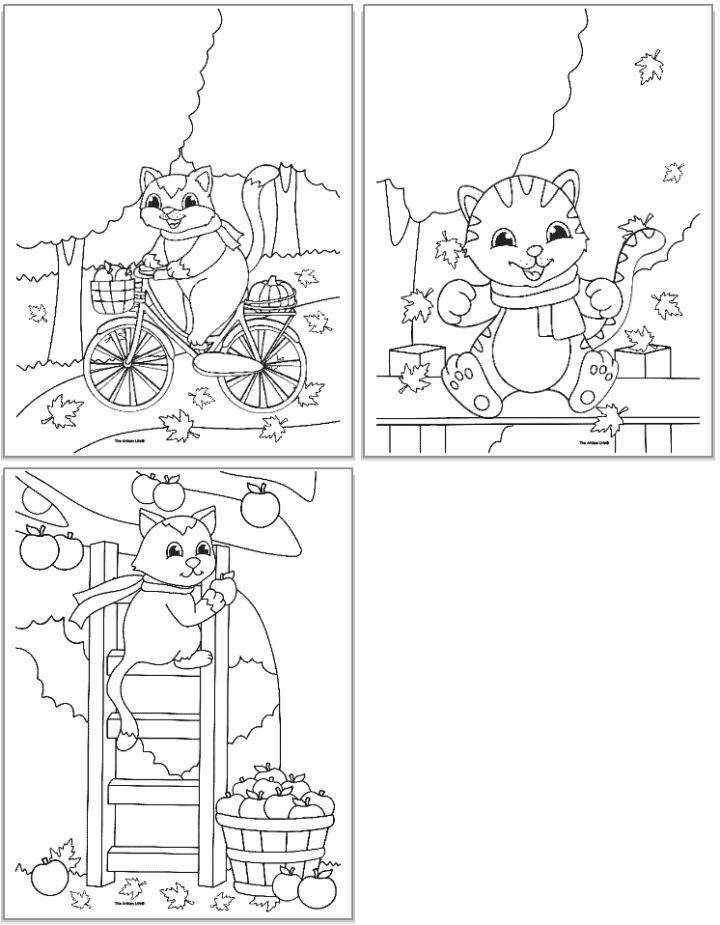 Free Printable Fall Cats Coloring Pages - The Artisan Life