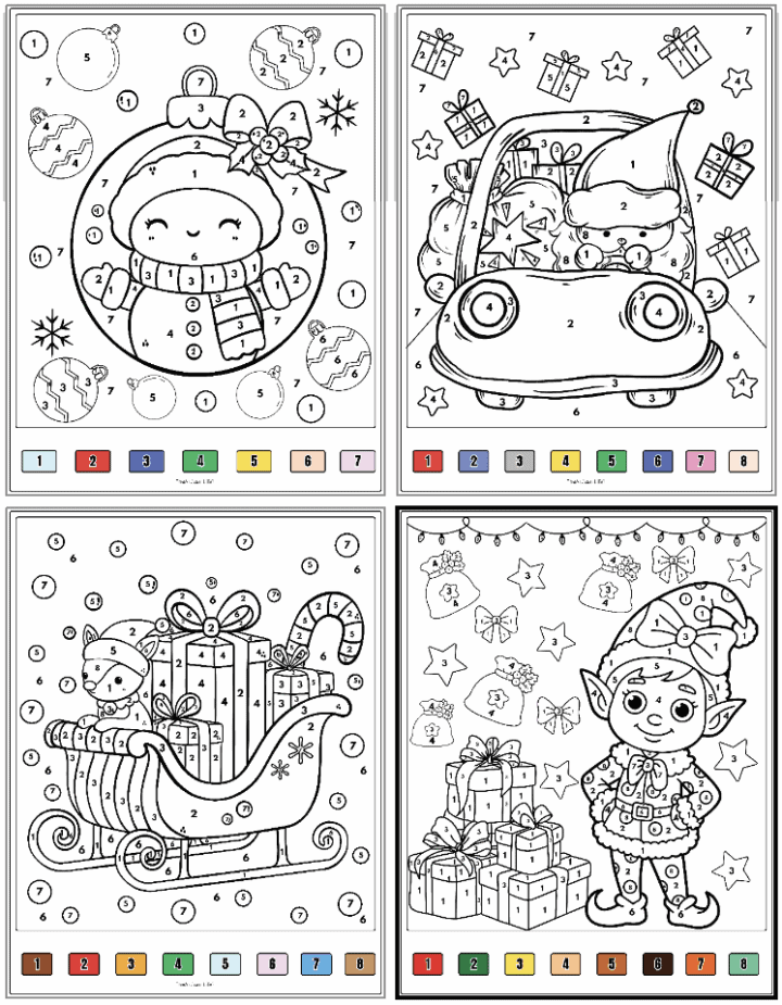 Free Printable Christmas Color by Number Sheets - The Artisan Life