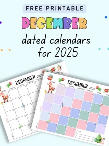 text "free printable dated calendars for 2025"