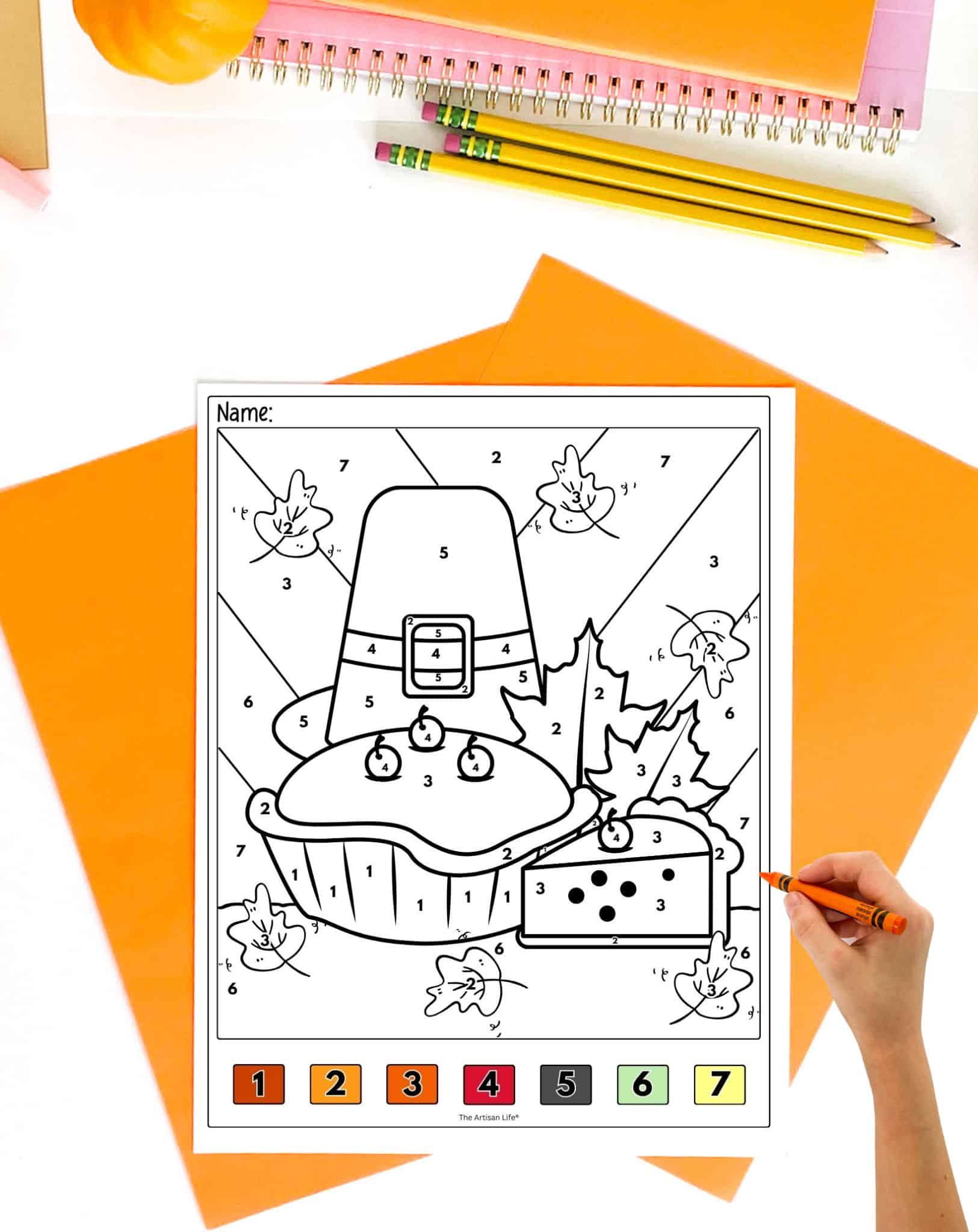 Free Printable Thanksgiving Color by Number Worksheets - The Artisan Life