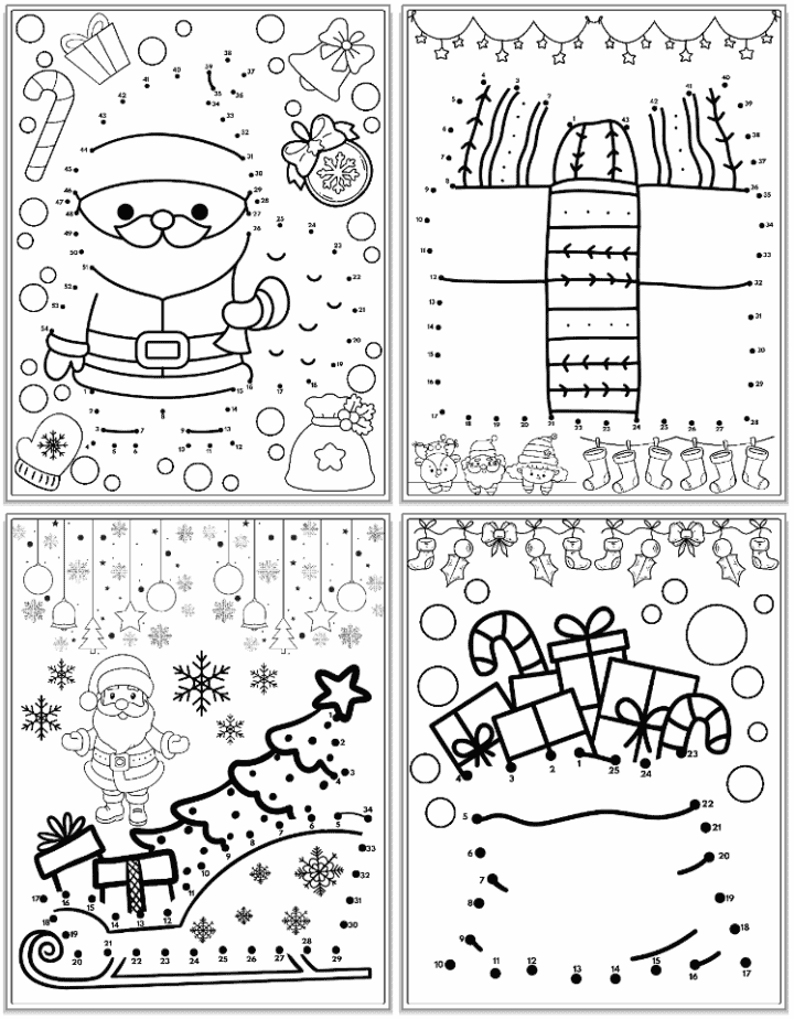 Easy Christmas Dot to Dot Worksheets - The Artisan Life