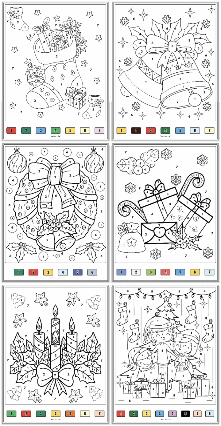 Free Printable Christmas Color by Number Sheets - The Artisan Life