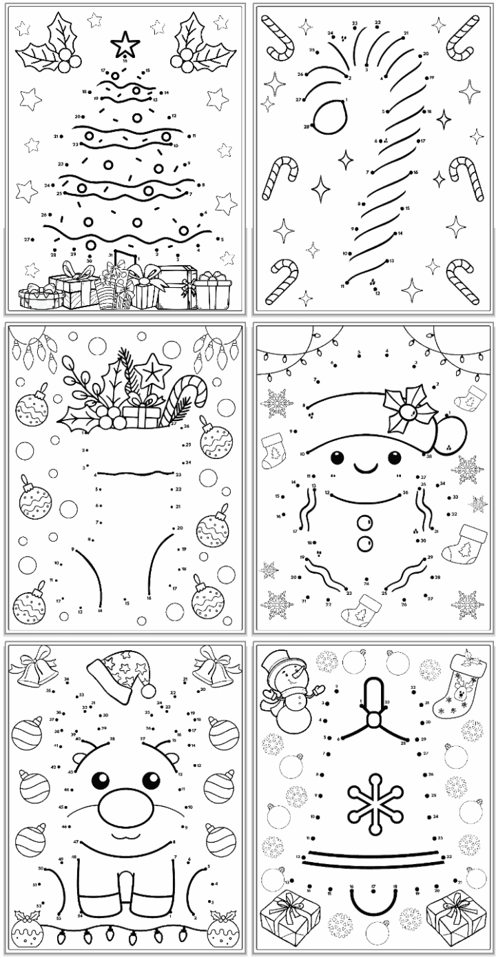 Easy Christmas Dot to Dot Worksheets - The Artisan Life