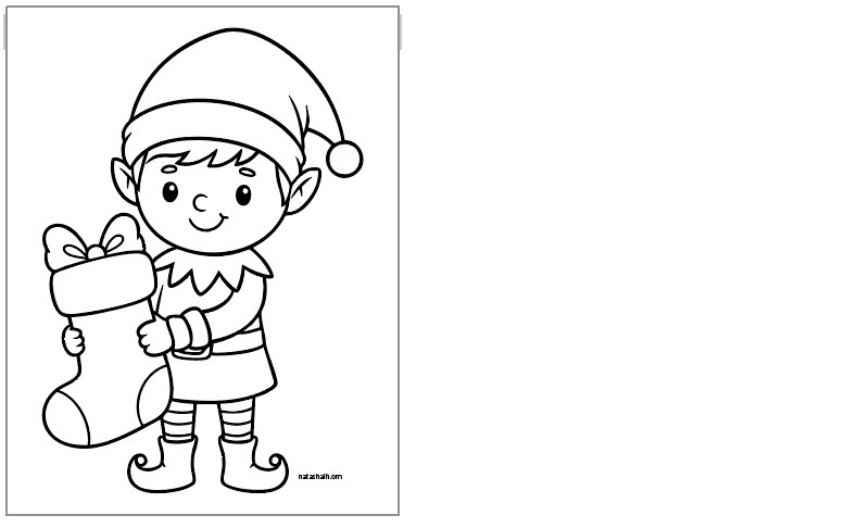 an easy Christmas elf coloring pages