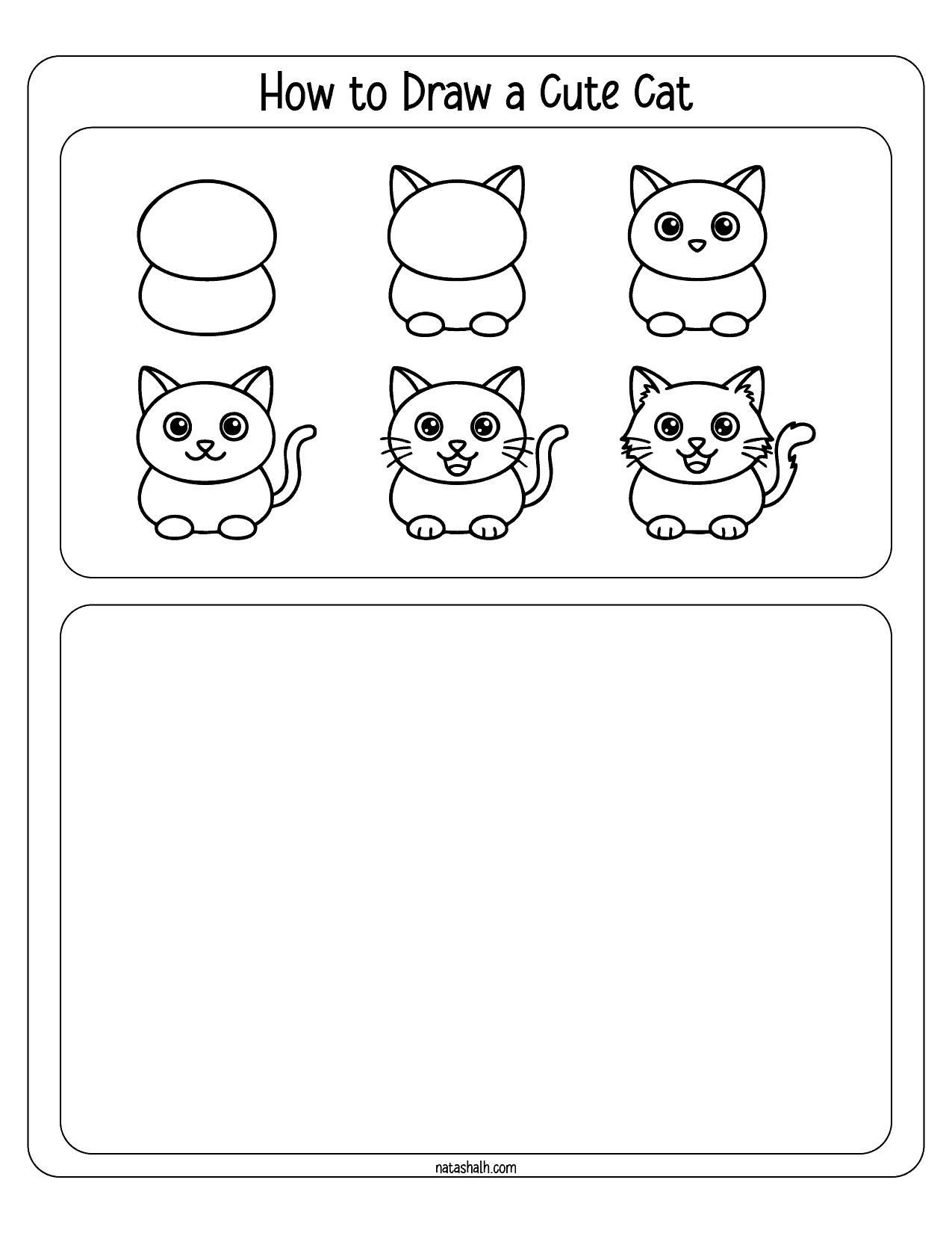 a step by step how to draw a cat of a cute cat